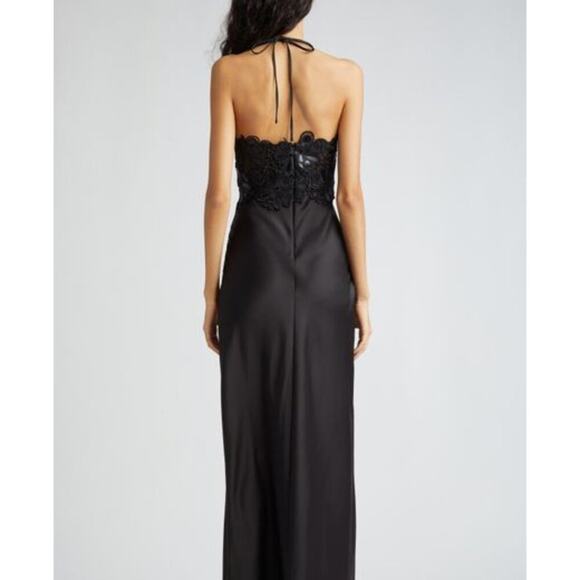 Ramy Brook Mora Floral Lace Bodice Halter Gown Black 2 - Picture 4 of 15